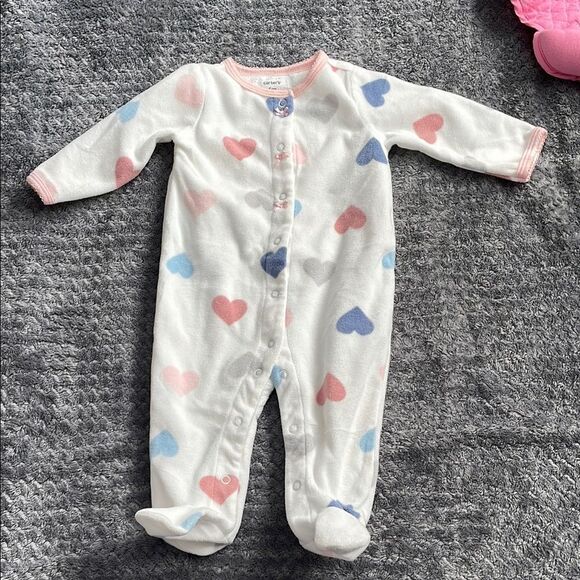 Adorable Heart Print Kids Pajamas and cat print sleep sack bundle 3-6months - Picture 3 of 7